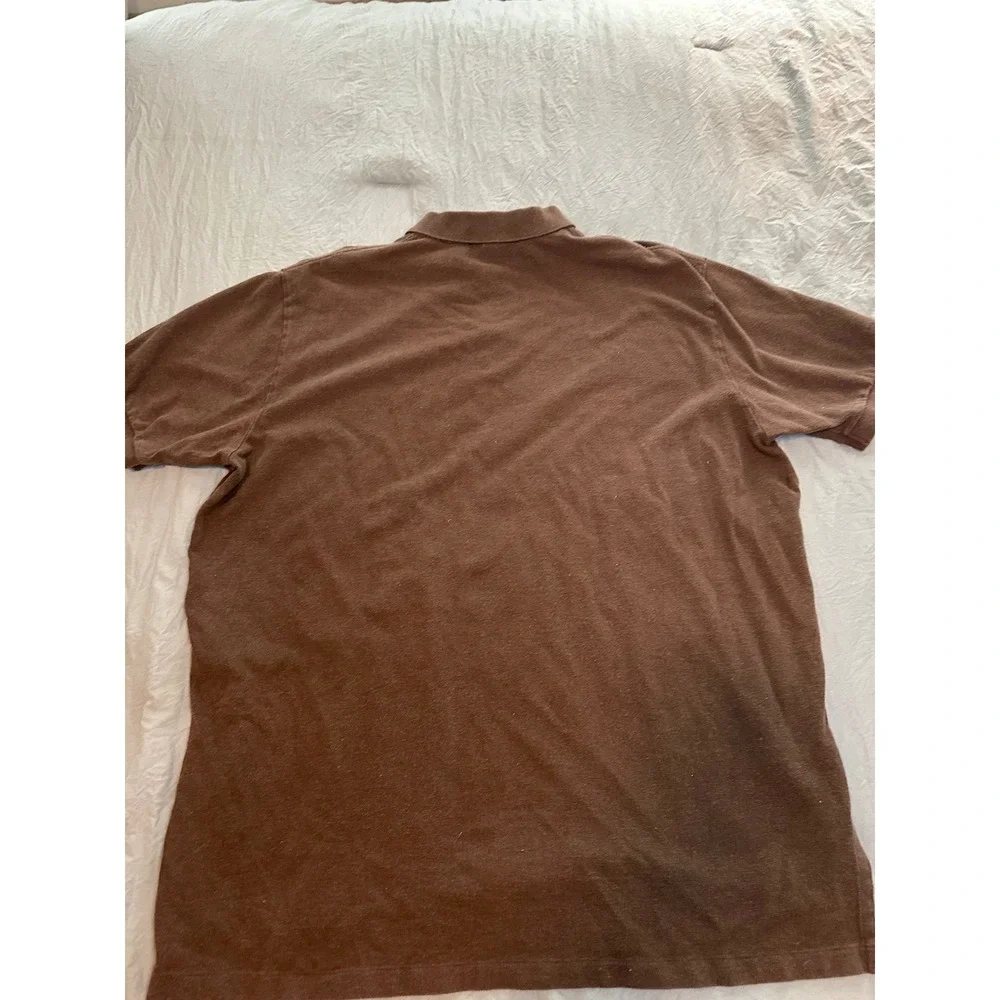 Polo Ralph Lauren Mens XXL Brown Short Sleeve Pique Polo Shirt Green Pony Logo